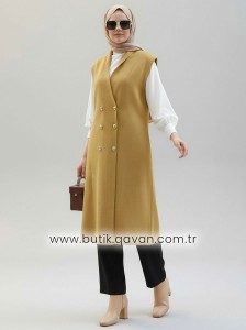 Çift Çelik Örme Yelek - Camel